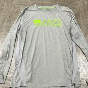 GREY & LIME GREEN LONG SLEEVE UNDER ARMOUR SHIRT